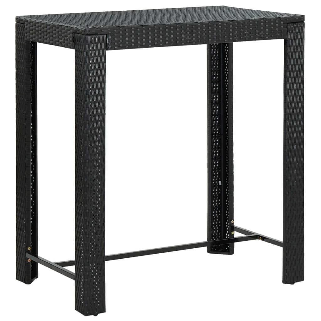 5 Piece Garden Bar Set with Cushions Poly Rattan outdoor bar table in black wicker design