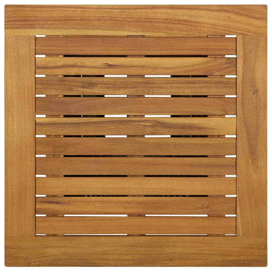 Top view of a wooden slatted tabletop, perfect for outdoor dining with a stylish design.