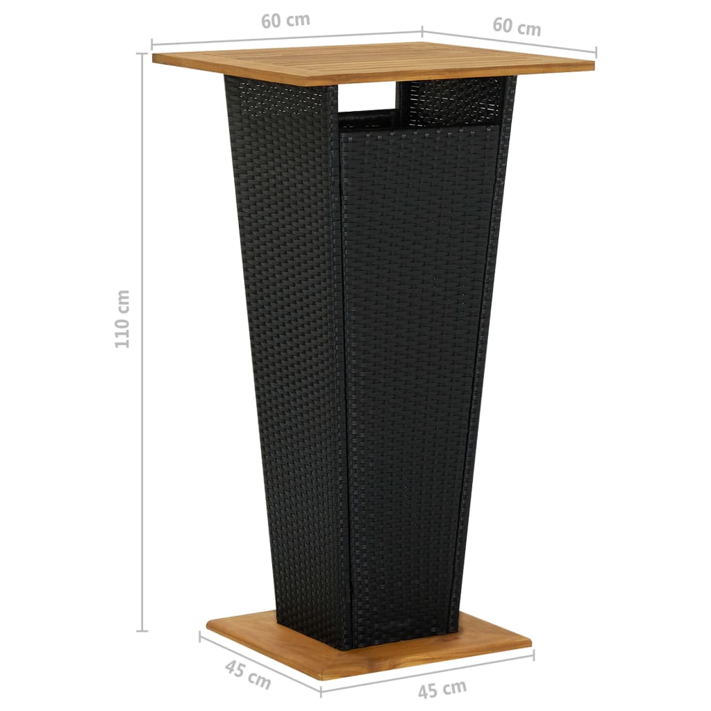 5 Piece Garden Bar Set with Cushions Poly Rattan bar table, stylish design with wooden top and weather-resistant rattan.