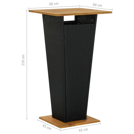 5 Piece Garden Bar Set with Cushions Poly Rattan bar table, stylish design with wooden top and weather-resistant rattan.