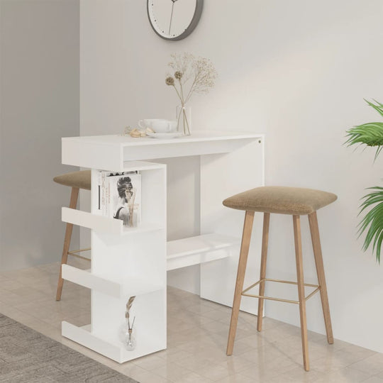 Bar Table with Storage Rack White 100x50x101.5 cm Engineered Wood