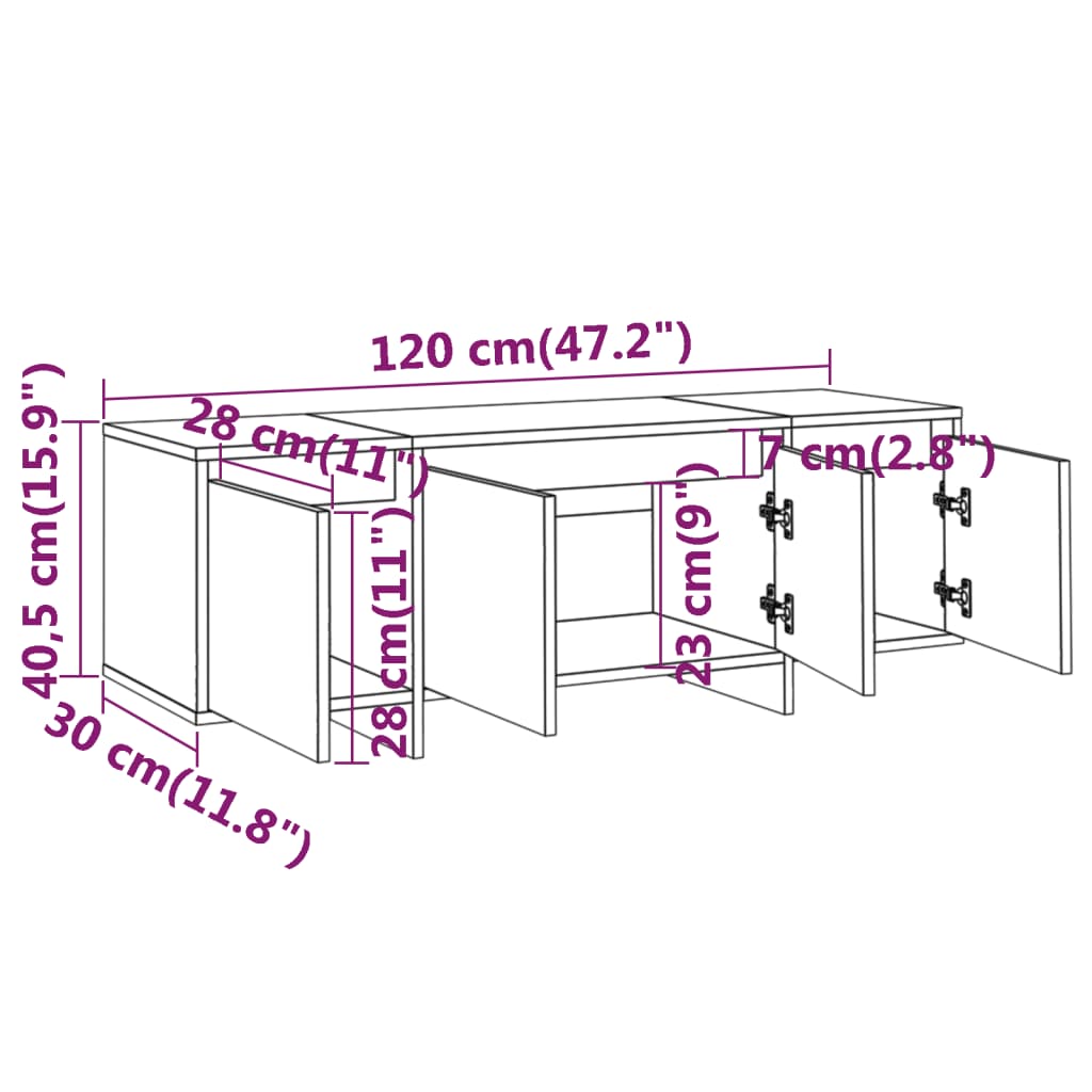 TV Cabinet Concrete Grey 120x30x40.5 cm Engineered Wood