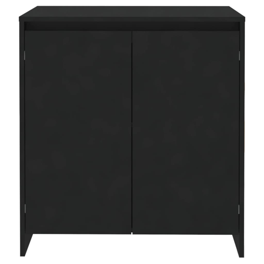 Black sideboard with two doors, 70x41x75 cm, made of engineered wood for stylish storage and display.