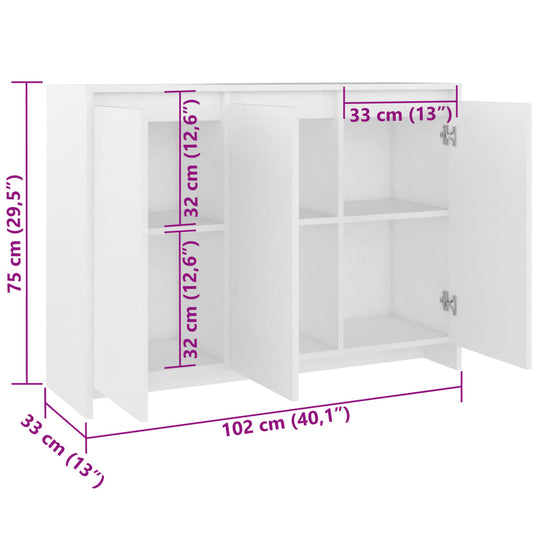 Sideboard 102x33x75 cm Engineered Wood , Board , Buffets & Sideboards,Cabinets & Storage -,Furniture -,Home & Garden -,Modern Design,new-305021,Wooden Furniture