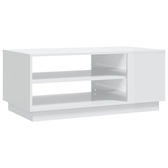 Coffee Table High Gloss 102x55x43 cm Engineered Wood with storage shelves and modern design