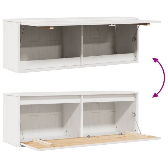 Wall Cabinet 100x30x35 cm Solid Wood Pine with open and closed views, showcasing durable pinewood construction and versatile storage.
