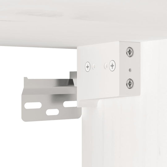 Secure wall mounting bracket for Wall Cabinet 100x30x35 cm Solid Wood Pine, showing metal fixtures and screws for installation.