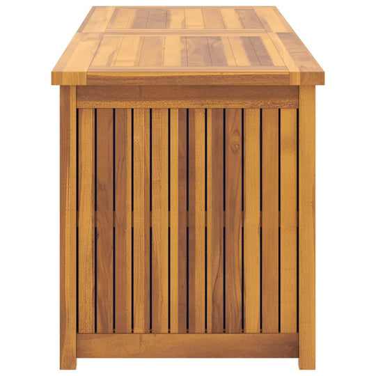 Garden Box 150x50x55 cm Solid Wood Teak with easy open lid and weather-resistant teak, perfect for storing outdoor tools and utilities.