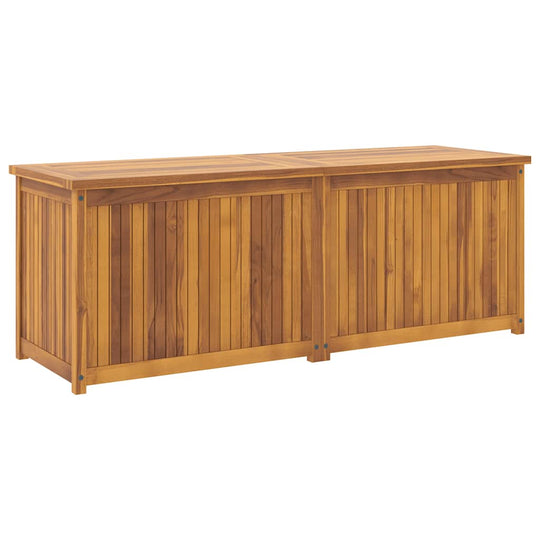 Garden Box 150x50x55 cm Solid Wood Teak with easy open lid for tool storage, made of weather-resistant premium teak wood.