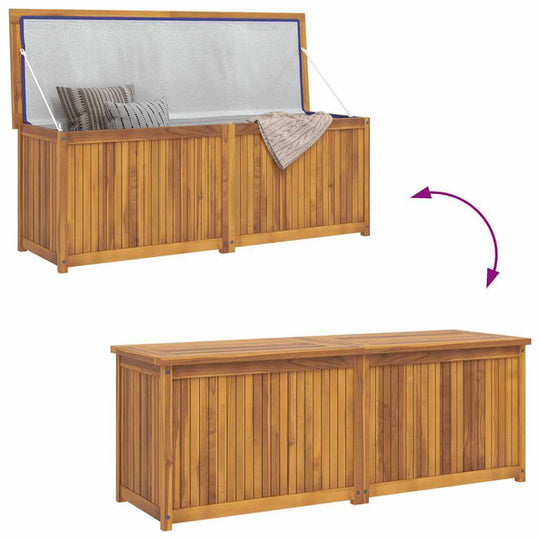 Garden Box 150x50x55 cm Solid Wood Teak with open and closed views