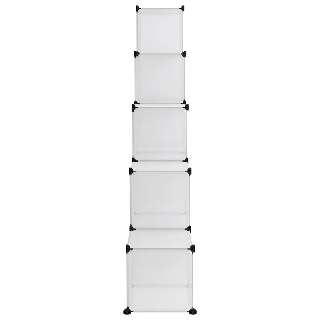 Storage Cube Organiser with 15 Cubes  PP - Vertical arrangement of five transparent storage cubes.