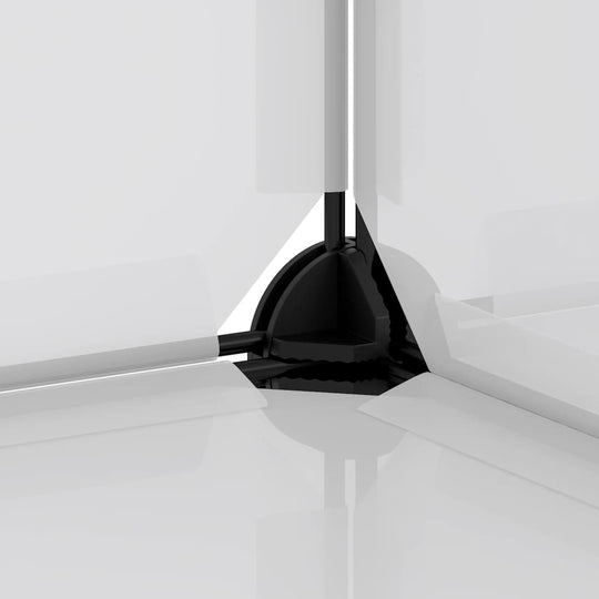 Corner connection of a Storage Cube Organiser with 15 Cubes PP, featuring stable black support and white panels.