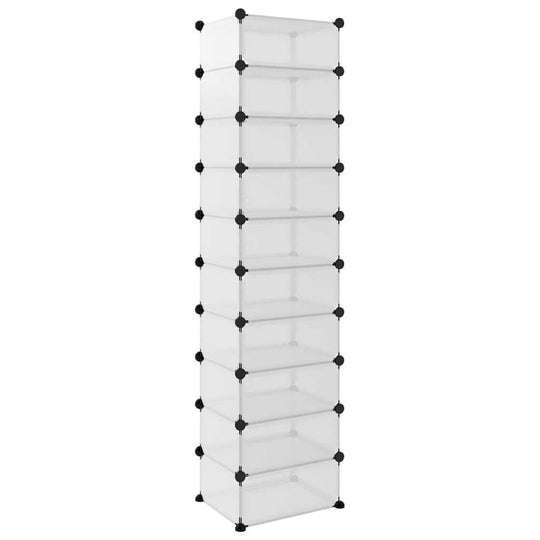 Shoe Rack 44x32x174 cm PP with transparent storage compartments for organizing footwear and accessories.
