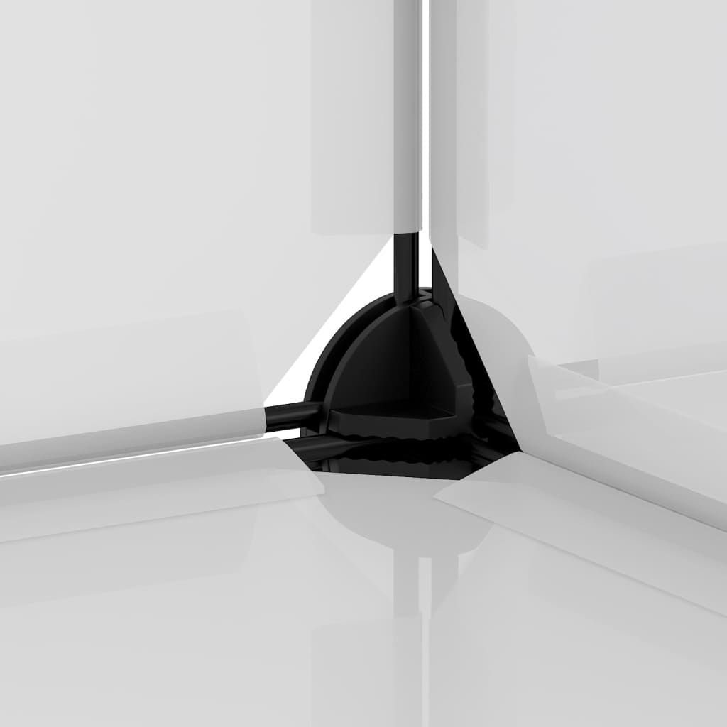 Shoe Rack 44x32x174 cm PP corner detail showcasing sturdy black connector and white panels.