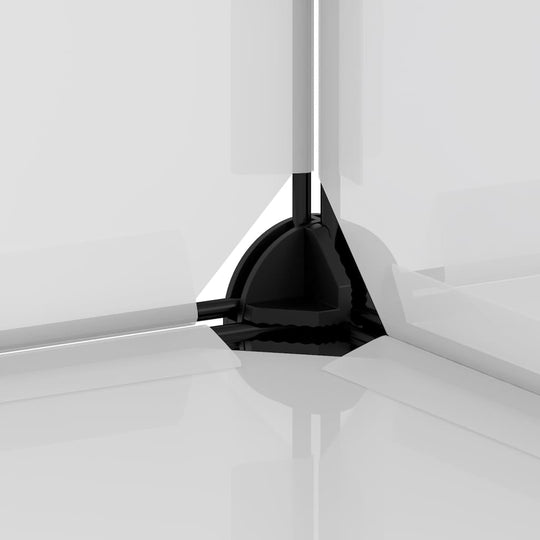 Shoe Rack 44x32x174 cm PP corner detail showcasing sturdy black connector and white panels.
