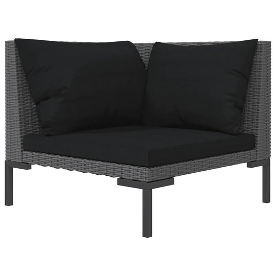 Garden Sofa with Cushions Half Round Poly Rattan featuring padded black cushions and durable material for outdoor relaxation.