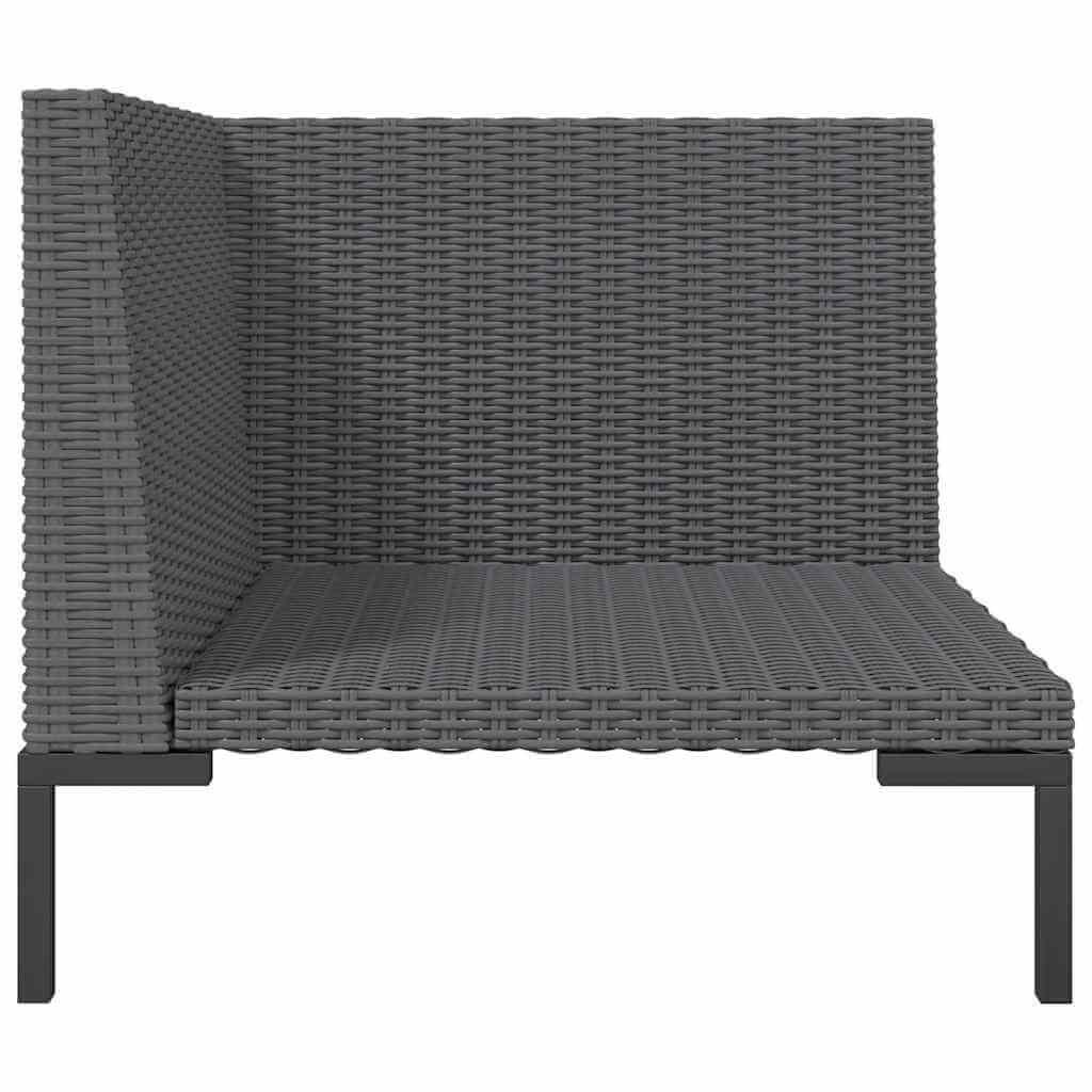 Garden Sofa with Cushions Half Round Poly Rattan in grey rattan showcasing durable construction