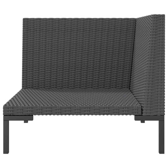 Garden Sofa with Cushions Half Round Poly Rattan in grey weave design, perfect for outdoor relaxation and weather-resistant.