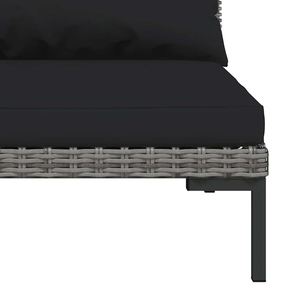 Garden Sofas 3pcs with Cushions Half Round Poly Rattan corner view showcasing rattan weave and cushion detail