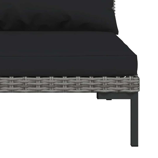 Garden Sofas 3pcs with Cushions Half Round Poly Rattan corner view showcasing rattan weave and cushion detail