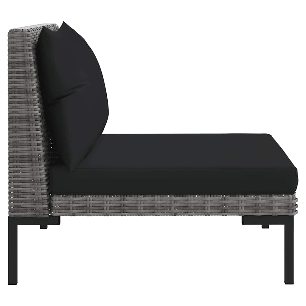 Side view of Garden Sofas 3pcs with Cushions Half Round Poly Rattan, featuring durable poly rattan and comfortable cushions.