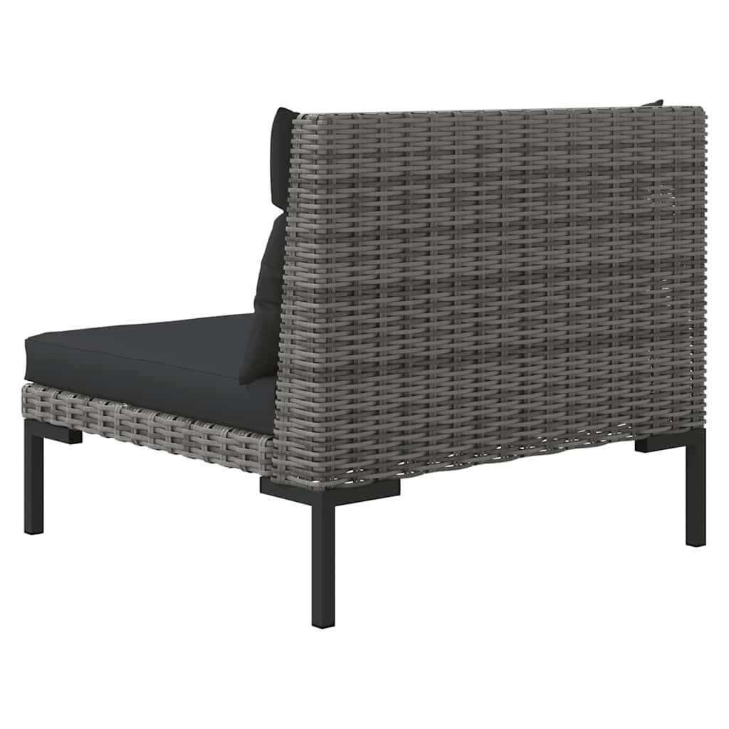 3 Piece Garden Lounge Set Dark Half Round Poly Rattan side view showcasing modern design and comfortable cushions.