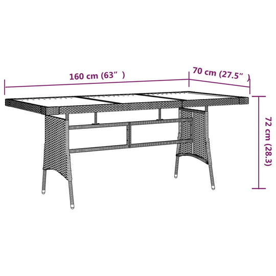 Garden Table 160x70x72 cm Poly Rattan & Solid Acacia Wood , Furniture -> Outdoor Furniture -> Outdoor Tables , Durable,eligant,Furniture -,Home & Garden -,Modern Design,new-305021,Outdoor Furniture -,Outdoor Tables,Tables -,Wooden Furniture