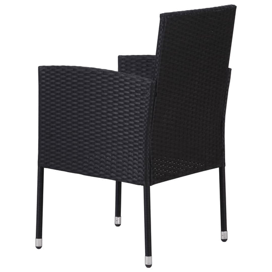 Black poly rattan garden chair with cream white cushion, perfect for outdoor furniture and lounging. Durable and weather-resistant design.