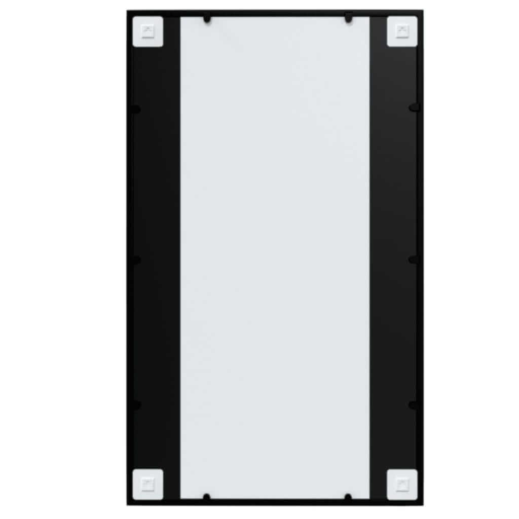 Black wall mirror 100x60 cm with a sleek metal frame, designed for easy installation and space-saving use.