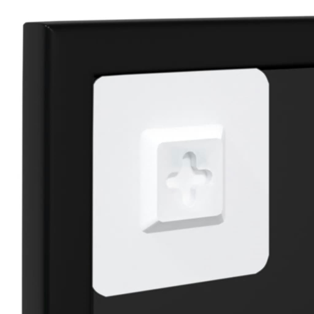 Detail of wall mirror black frame with easy-mount hook design for simple installation and secure hanging.