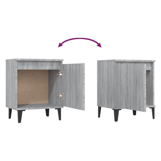 Bed Cabinet with Metal Legs Grey Sonoma 40x30x50 cm