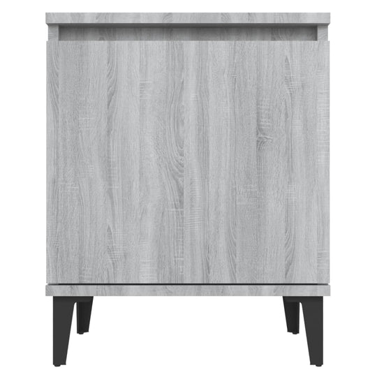 Bed Cabinet with Metal Legs Grey Sonoma 40x30x50 cm