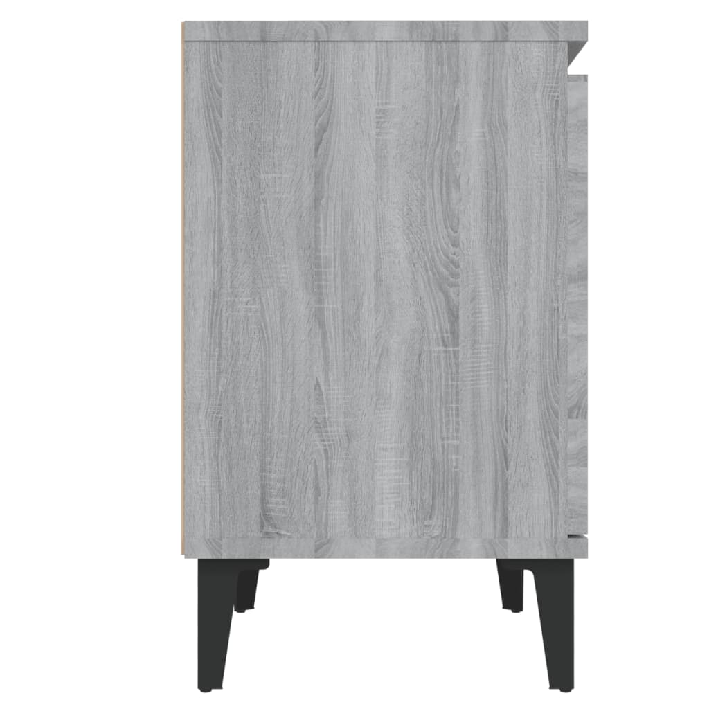 Bed Cabinet with Metal Legs Grey Sonoma 40x30x50 cm