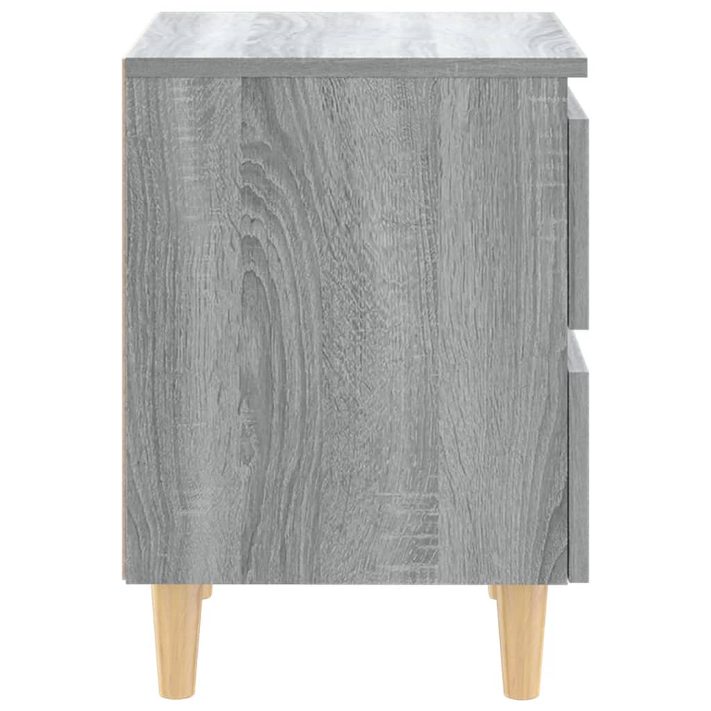 Bed Cabinet with Solid Wood Legs Grey Sonoma 40x35x50 cm