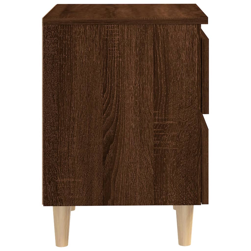 Bed cabinet with solid wood legs in brown oak, featuring two drawers and Scandinavian design, 40x35x50 cm.