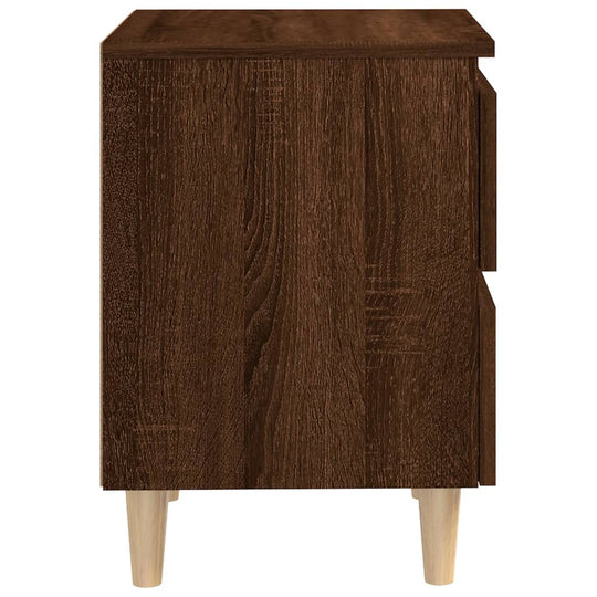 Bed cabinet with solid wood legs in brown oak, featuring two drawers and Scandinavian design, 40x35x50 cm.