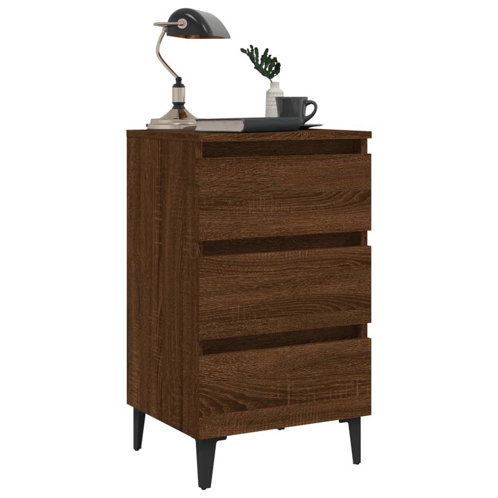 Bed Cabinets with Metal Legs 2 pcs Brown Oak 40x35x69 cm