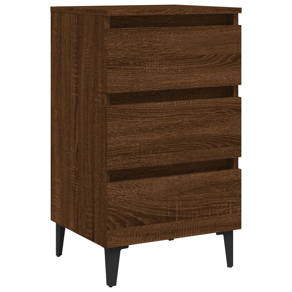 Bed Cabinets with Metal Legs 2 pcs Brown Oak 40x35x69 cm