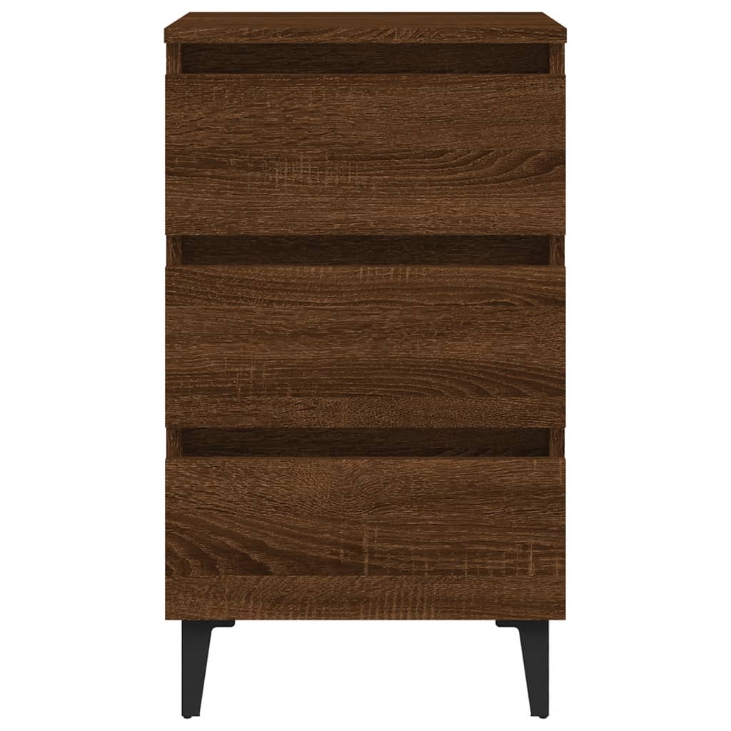 Bed Cabinets with Metal Legs 2 pcs Brown Oak 40x35x69 cm