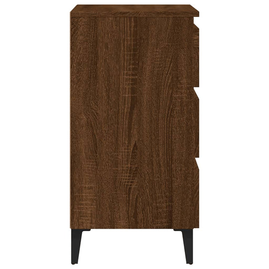 Bed Cabinets with Metal Legs 2 pcs Brown Oak 40x35x69 cm