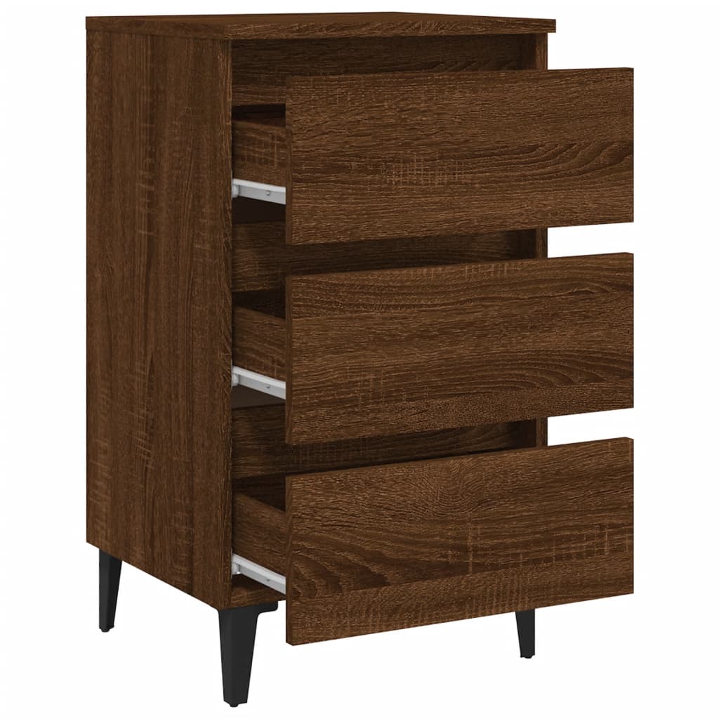 Bed Cabinets with Metal Legs 2 pcs Brown Oak 40x35x69 cm