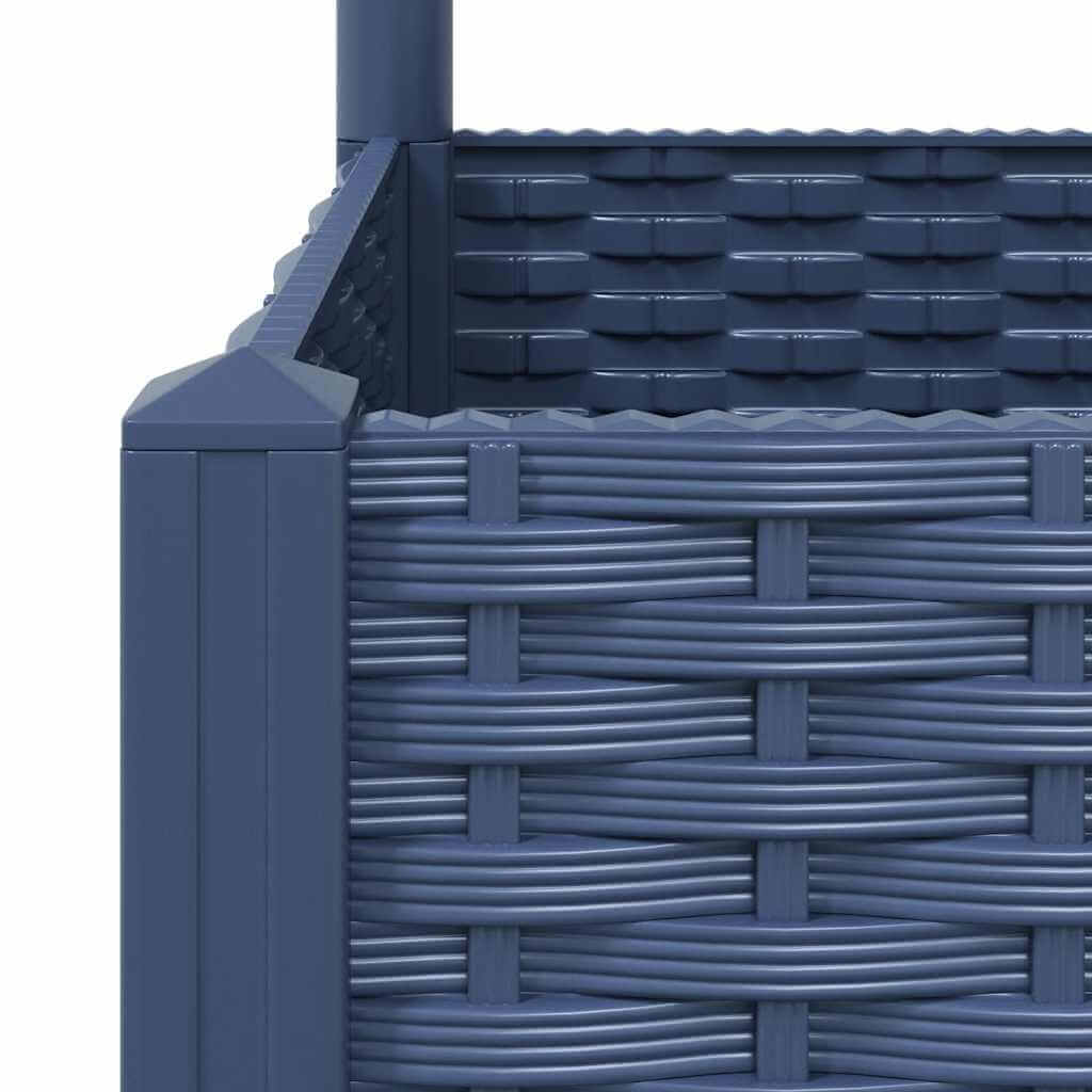 Garden Planter with Trellis Blue  80x40x136 cm PP close-up, showcasing durable weather-resistant material and woven design.