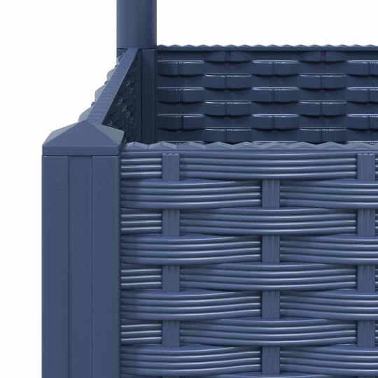 Garden Planter with Trellis Blue  80x40x136 cm PP close-up, showcasing durable weather-resistant material and woven design.
