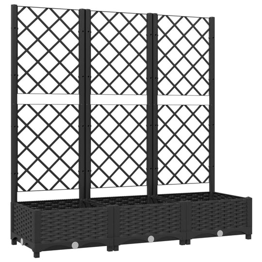 Garden Planter with Trellis 120x40x121.5 cm PP featuring a large box and durable trellis ideal for outdoor decoration on balconies or gardens.