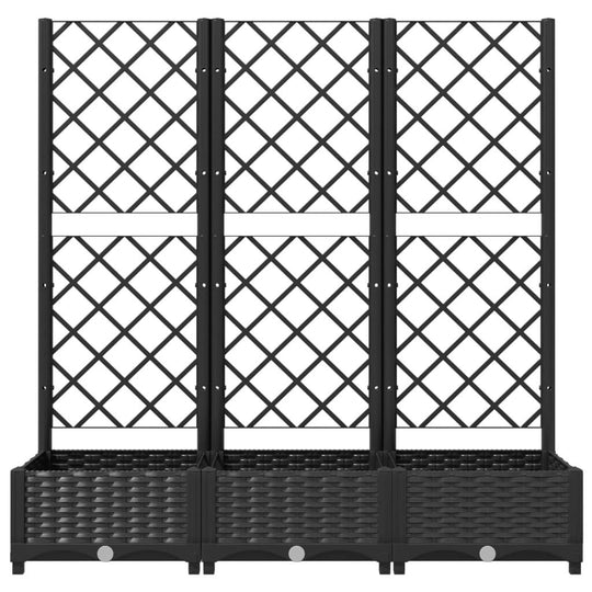 Garden Planter with Trellis 120x40x121.5 cm PP, black planter with integrated trellis for climbing plants and flowers