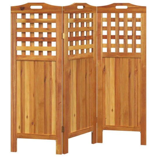 3-Panel Room Divider 121.5x2x115 cm Solid Wood Acacia