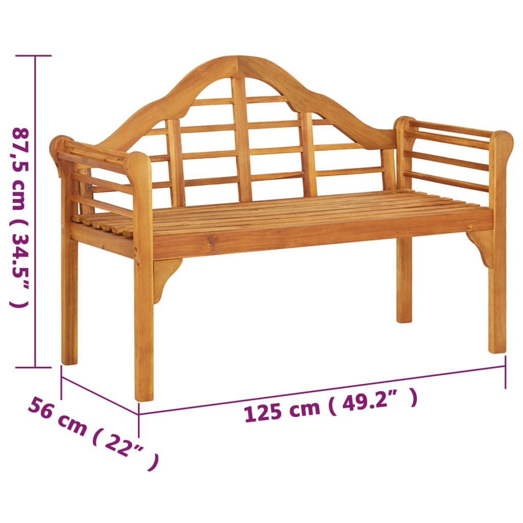 Garden Bench 125 cm Solid Wood Acacia , Furniture -> Outdoor Furniture -> Outdoor Seating -> Outdoor Benches , Chairs -,Decor -,Durable,eligant,Furniture -,Home & Garden -,Home Decor,Modern Design,new-305021,Outdoor Benches,Outdoor Furniture -,Outdoor Fur