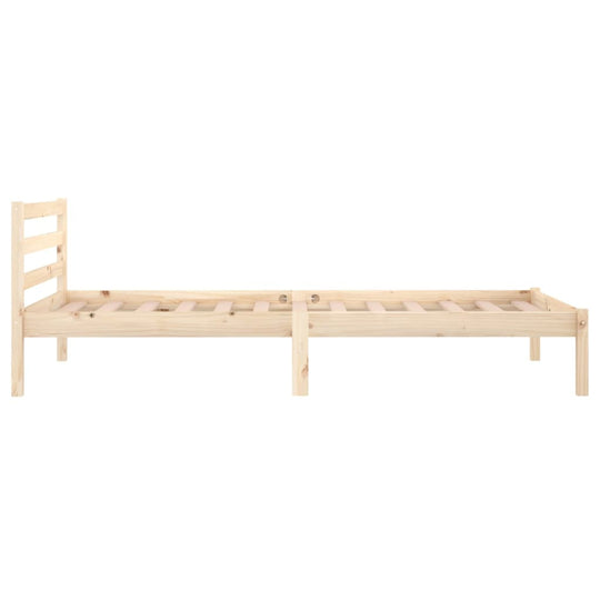 Solid wood pine bed frame without mattress, designed for comfort and style, ideal for day use and overnight guests.