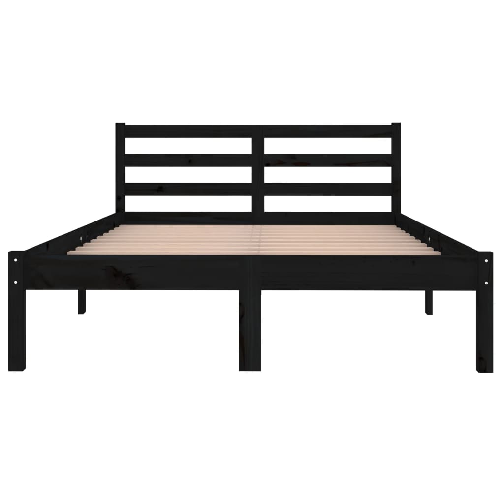 Solid wood black bed frame without mattress, 120x200cm, perfect for seating and accommodating overnight guests.