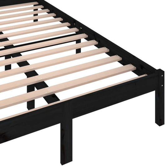 Solid wood pine bed frame slats in black finish, designed for 120x200cm mattress, perfect for guests and daytime seating.